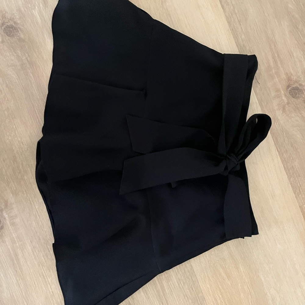 Zara Black Tie-Waist skirt with shorts